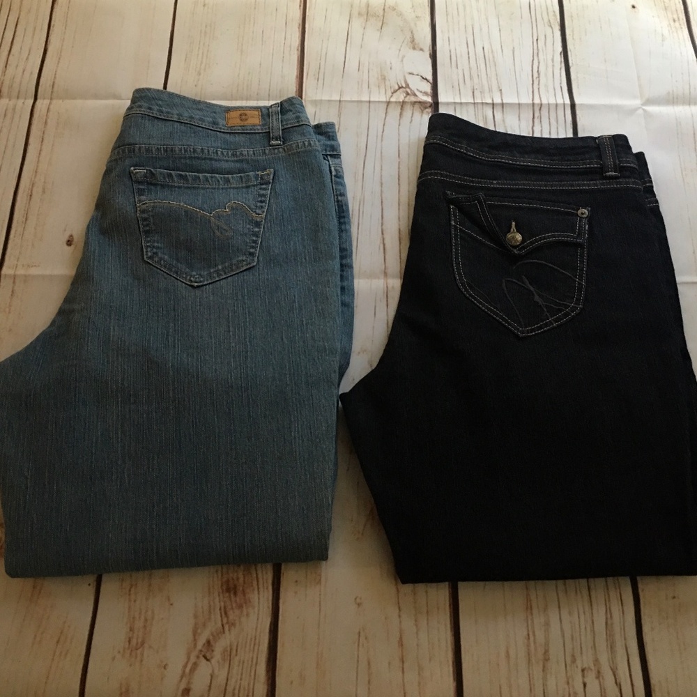 Lot of 2 EUC Jeans Sz 16 Gloria Vanderbilt Bandolino Dark/Medium Denim Stretch